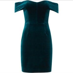 NICHOLAS Teal Off-Shoulder Mini Dress